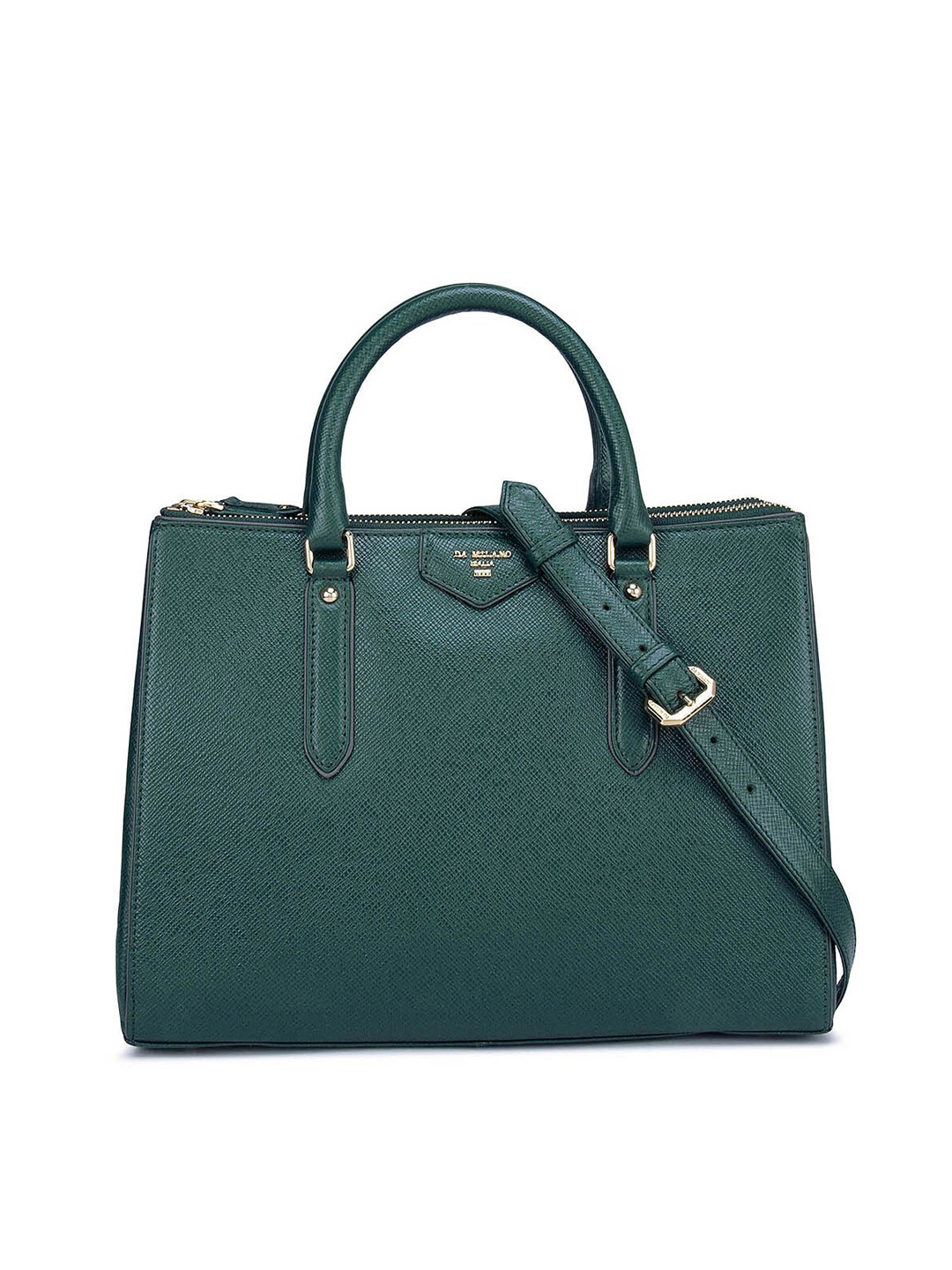

Da Milano Women Green Textured Leather Handheld Bag