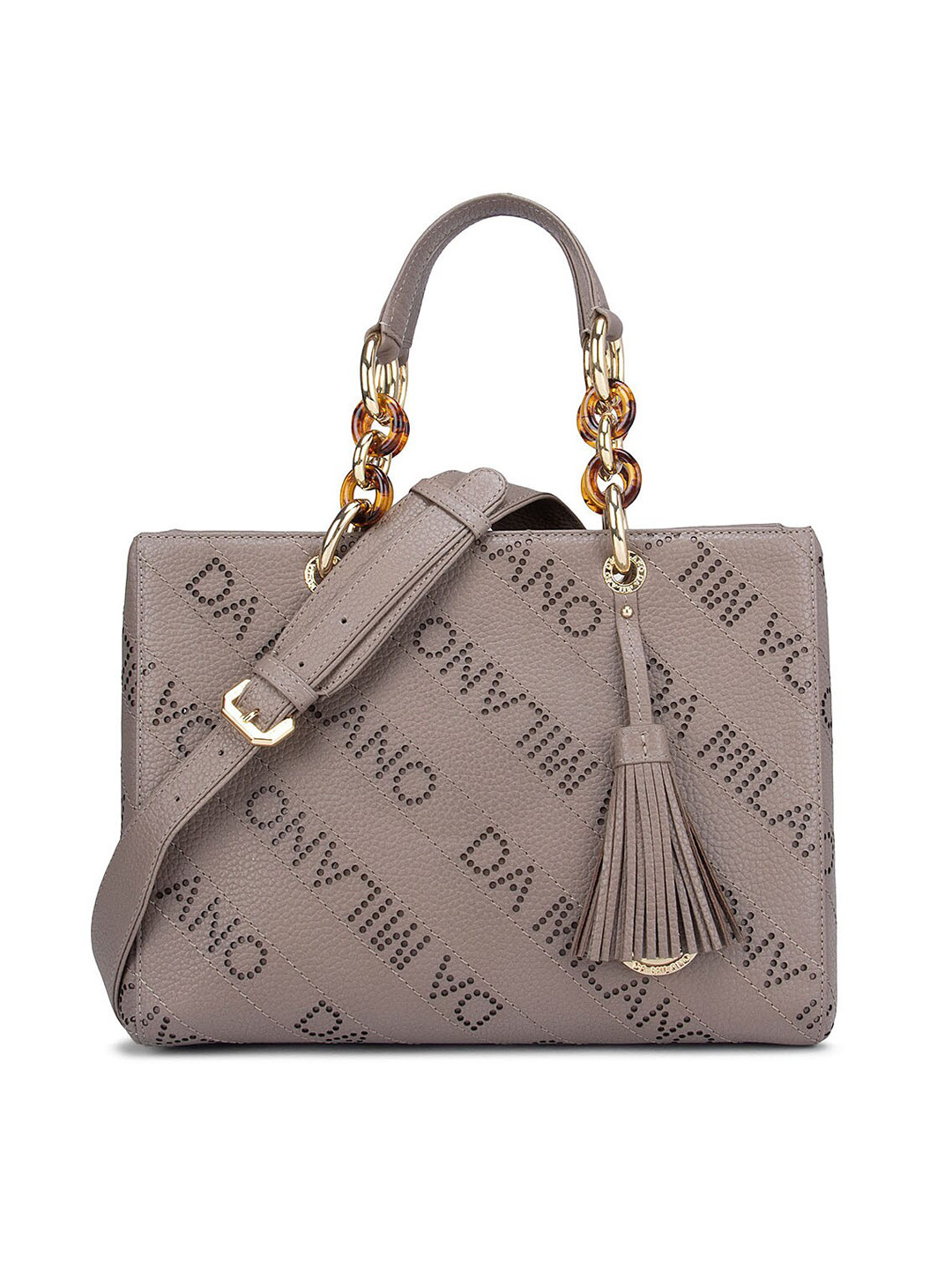 

Da Milano Textured Leather Handheld Bag with Cut Work Handbags, Mauve