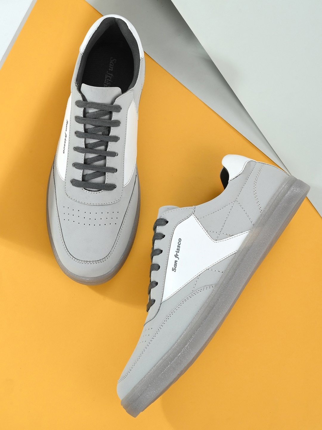 

San Frissco Men Grey Solid Casual Sneakers