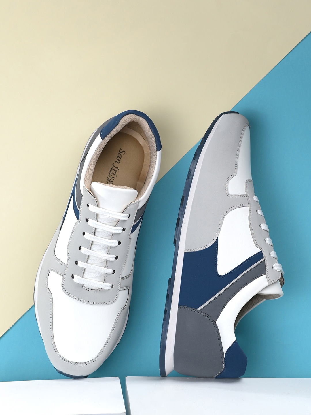 

San Frissco Men Blue & Grey Colourblocked Sneakers