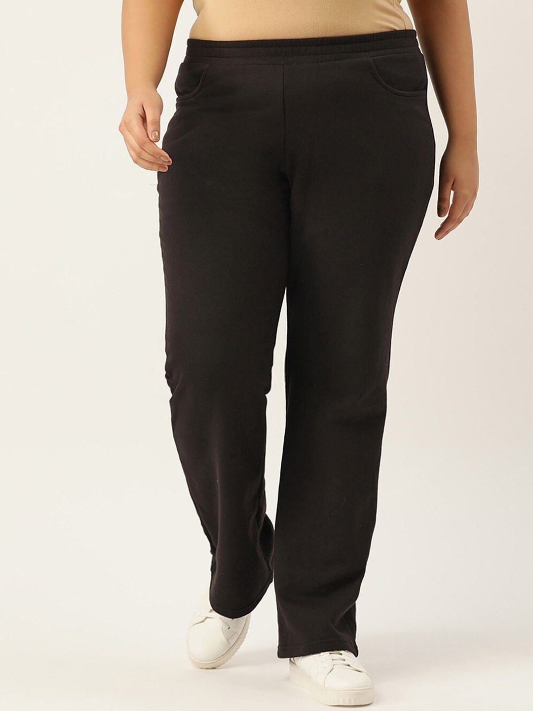 

theRebelinme Women Black Relaxed High-Rise Trousers