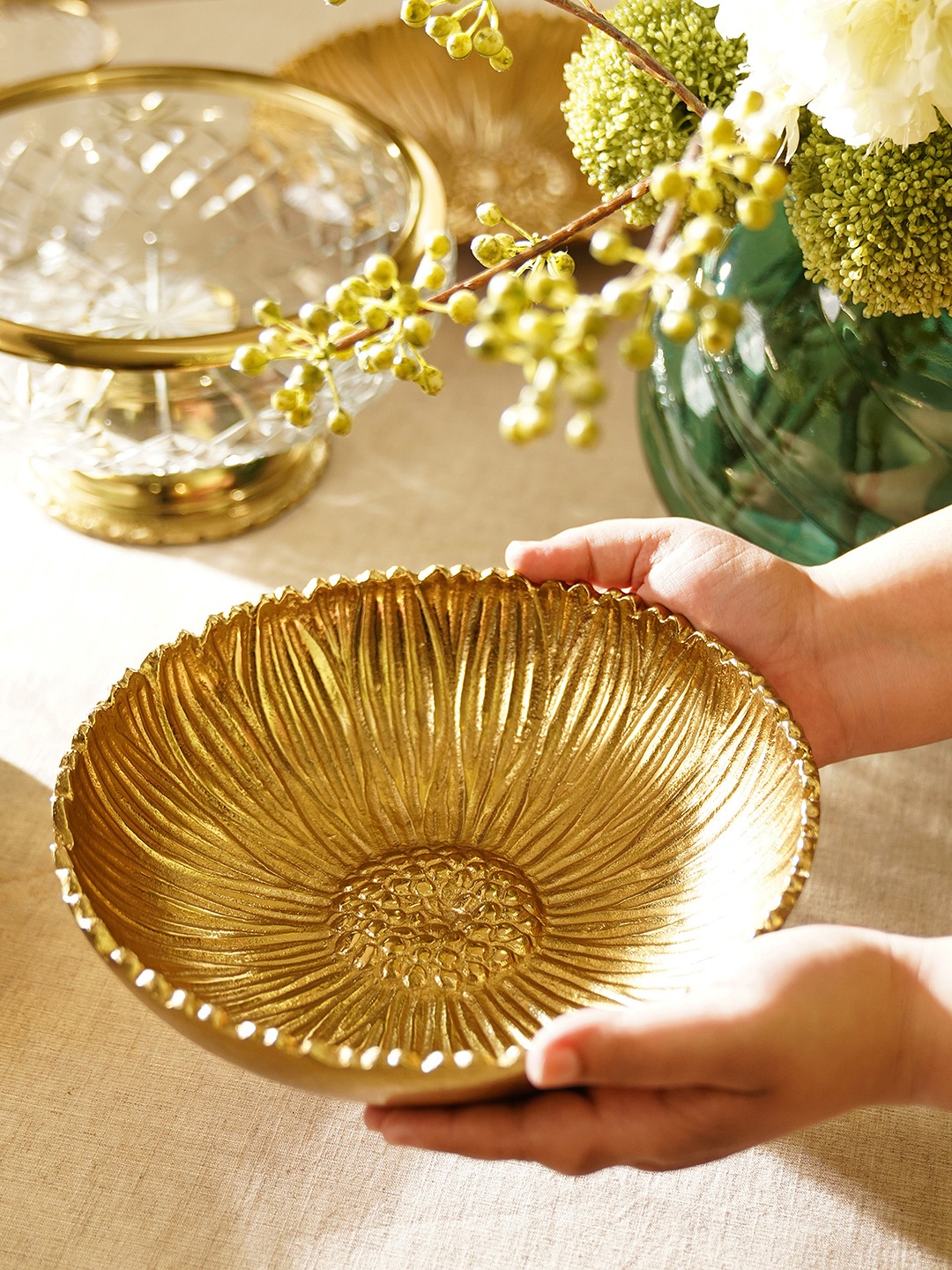 

Pure Home and Living Gold-Toned Solid Serveware Bowl