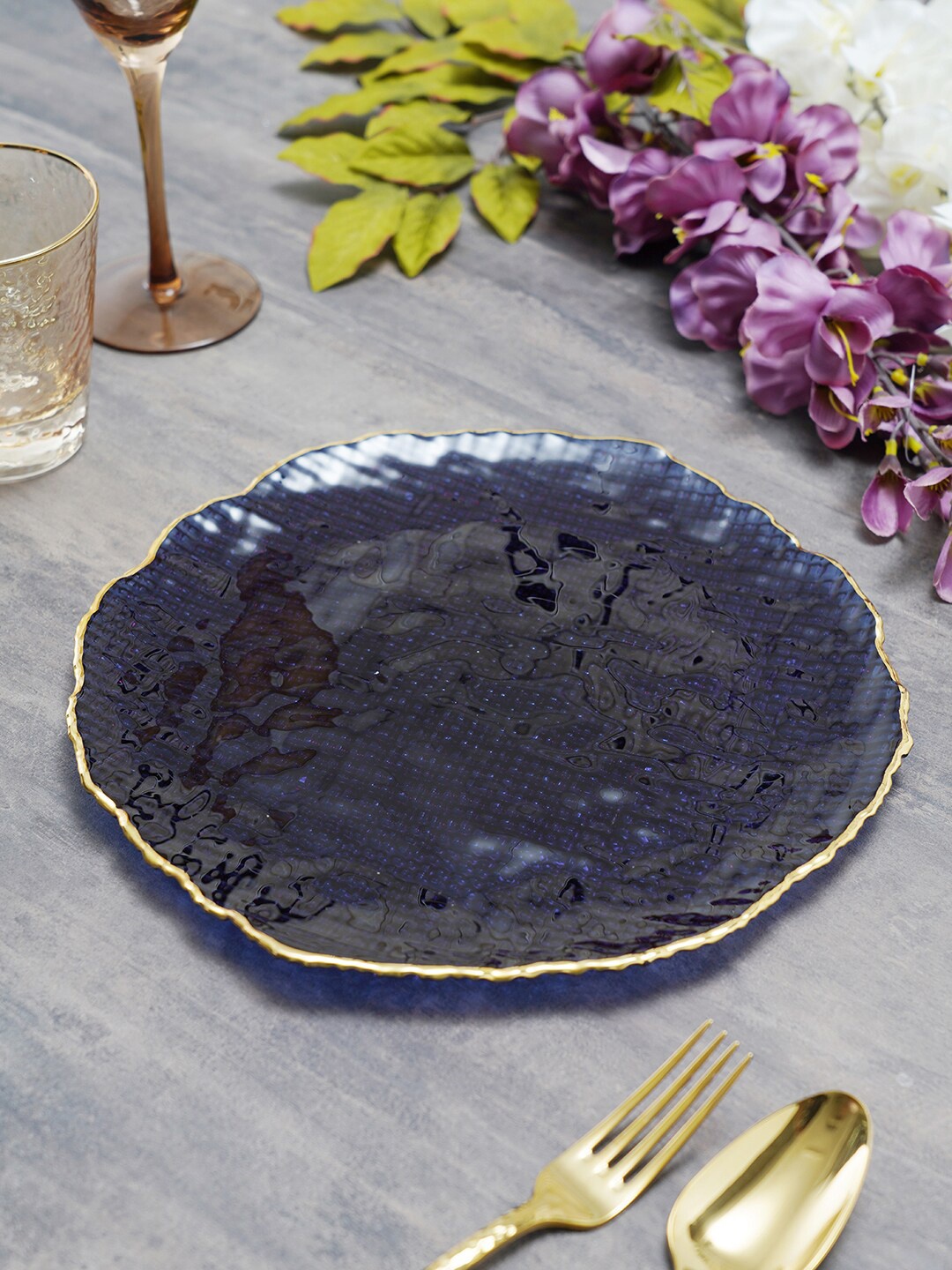 

Pure Home and Living Blue Textured Fizz Dessert Plate