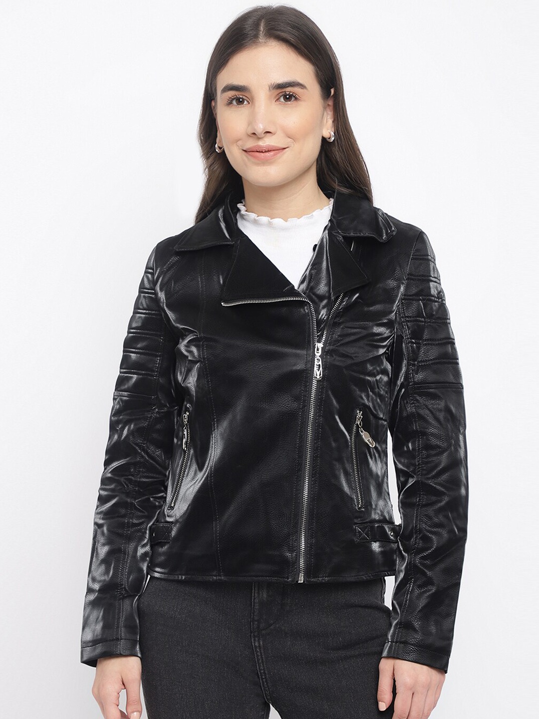 

Latin Quarters Women Black Bomber Jacket