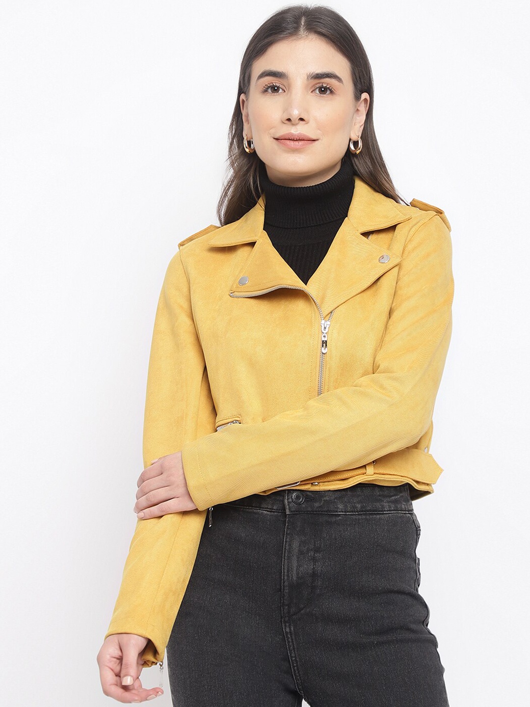 

Latin Quarters Women Yellow Crop Tailored Jacket