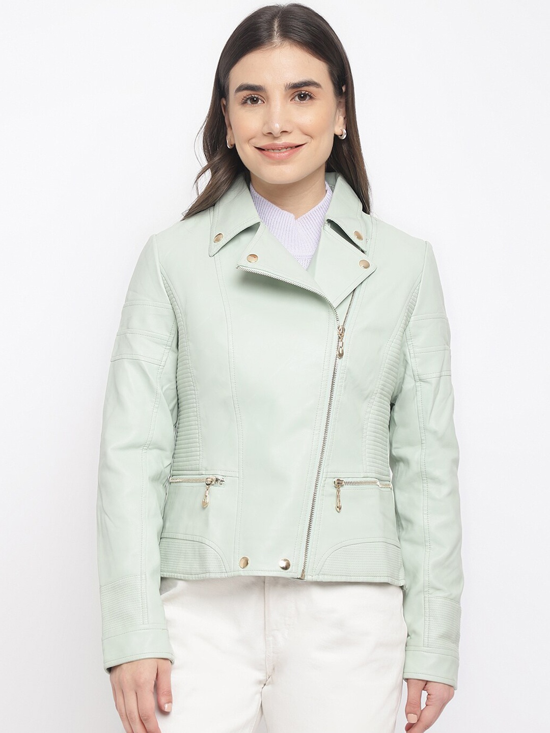 

Latin Quarters Women Green Biker Jacket
