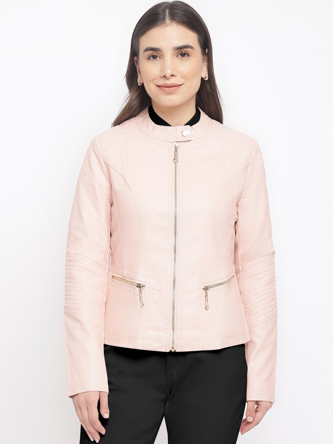 

Latin Quarters Women Pink Open Front Jacket