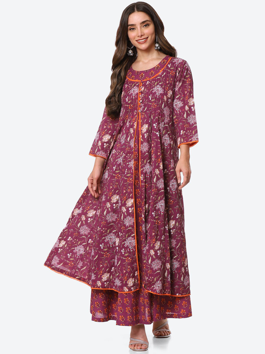 

Meena Bazaar Women Purple Ethnic Motifs Printed Anarkali Kurta