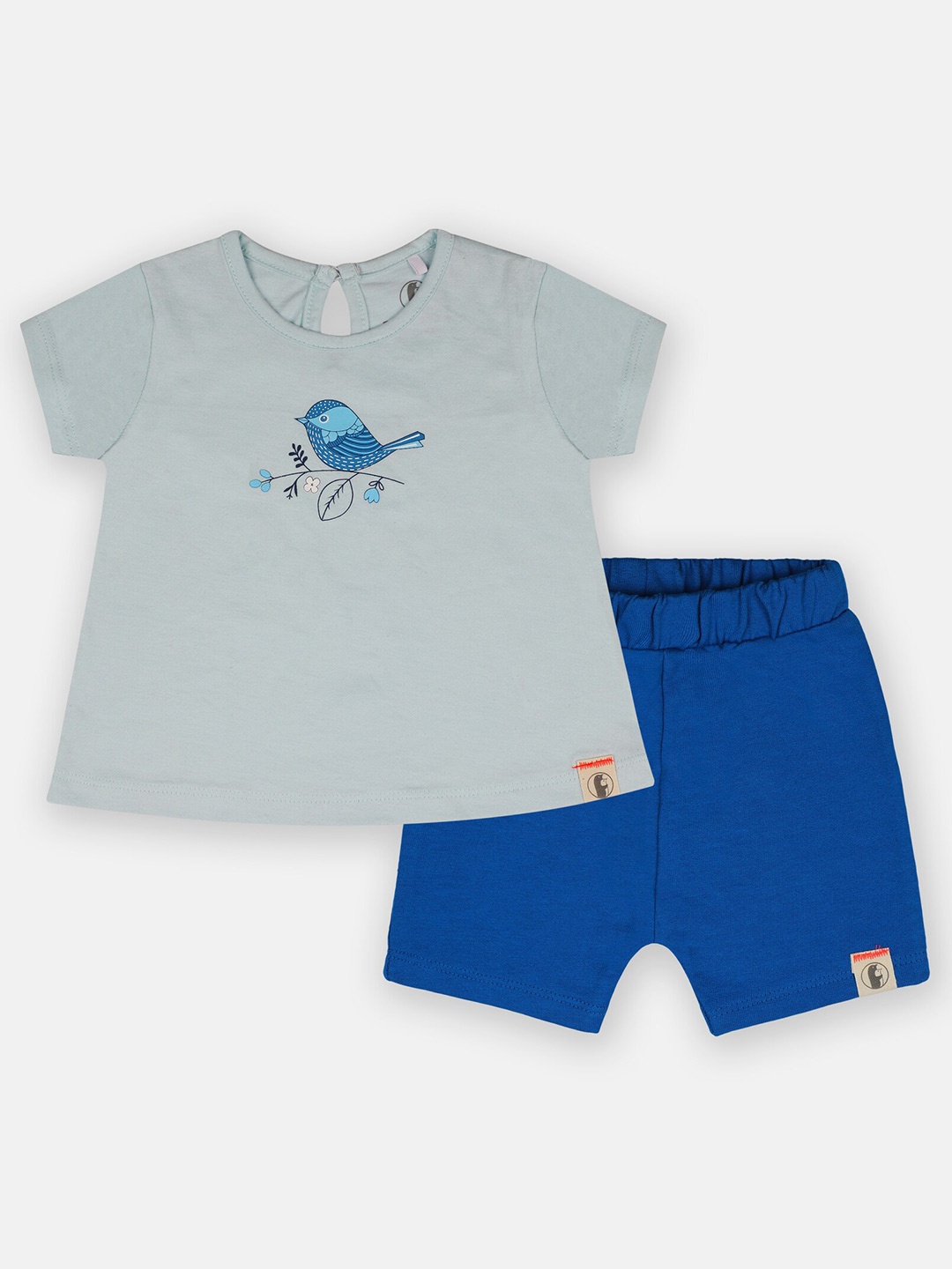 

Babysafe Girls Grey & Blue Cotton Printed T-shirt with Shorts