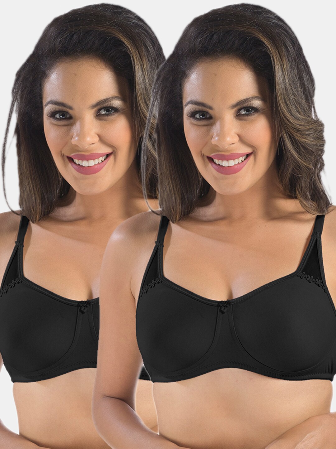 

Sonari Pack Of 2 Black Non Padded & Non-Wired Everyday Bra