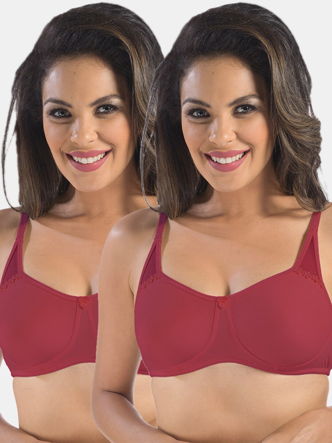 

Sonari Pack Of 2 Maroon Non Padded & Non-Wired Everyday Bra