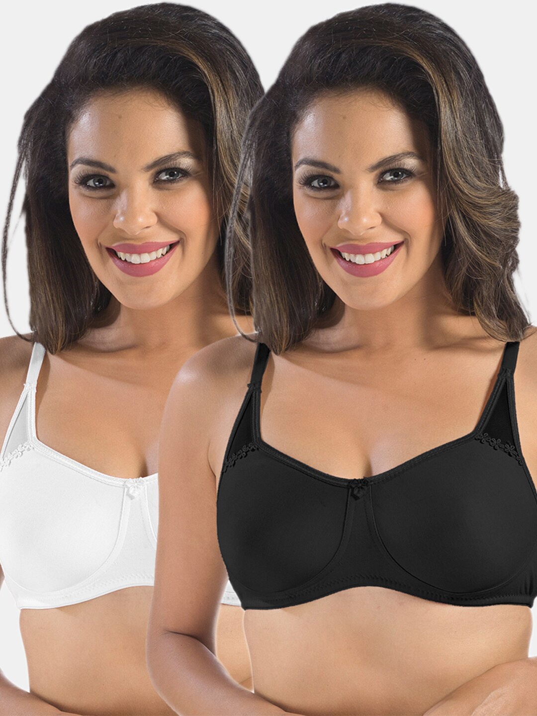 

Sonari Pack Of 2 White & Black Non Padded & Non-Wired Everyday Bra