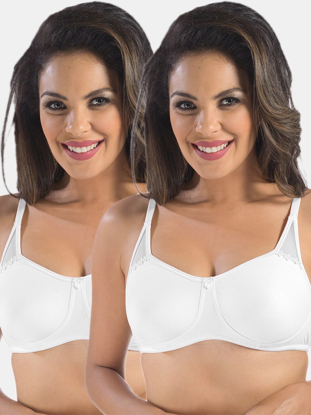 

Sonari Pack Of 2 White Non Padded & Non-Wired Everyday Bra