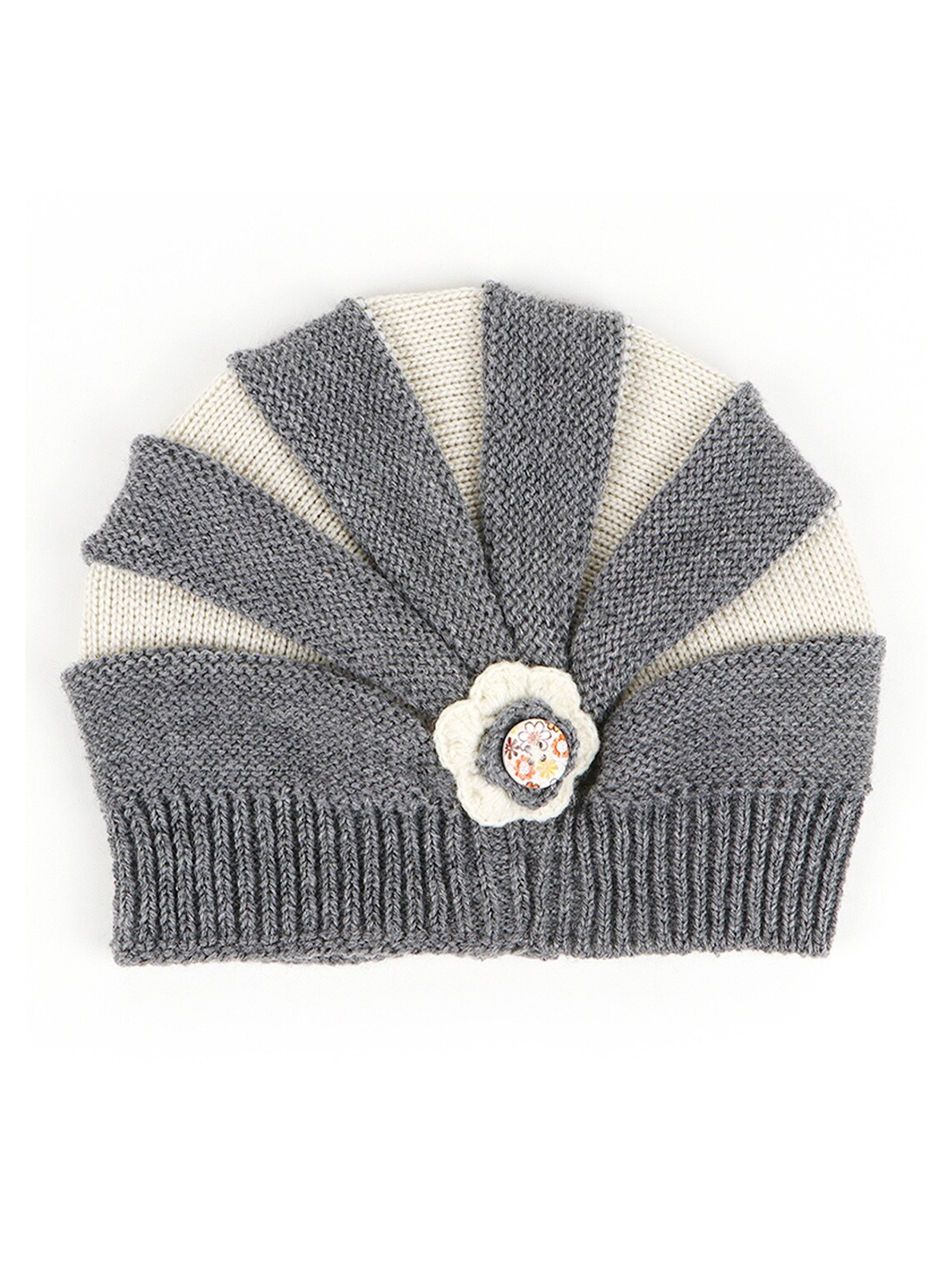 

Bharatasya Kids Grey & Cream-Coloured Colourblocked Acrylic Beanie