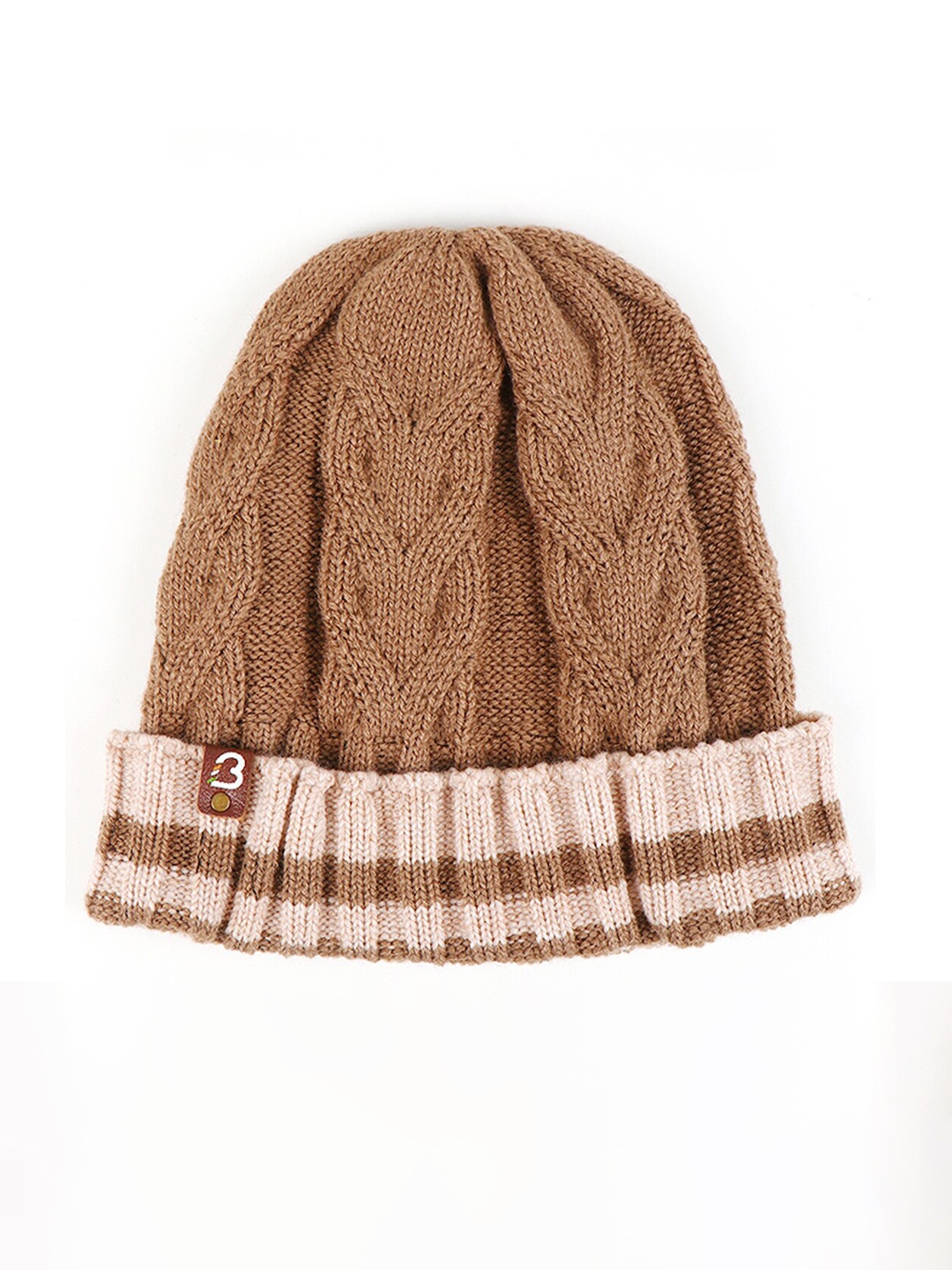 

Bharatasya Kids Brown & Cream-Coloured Acrylic Beanie