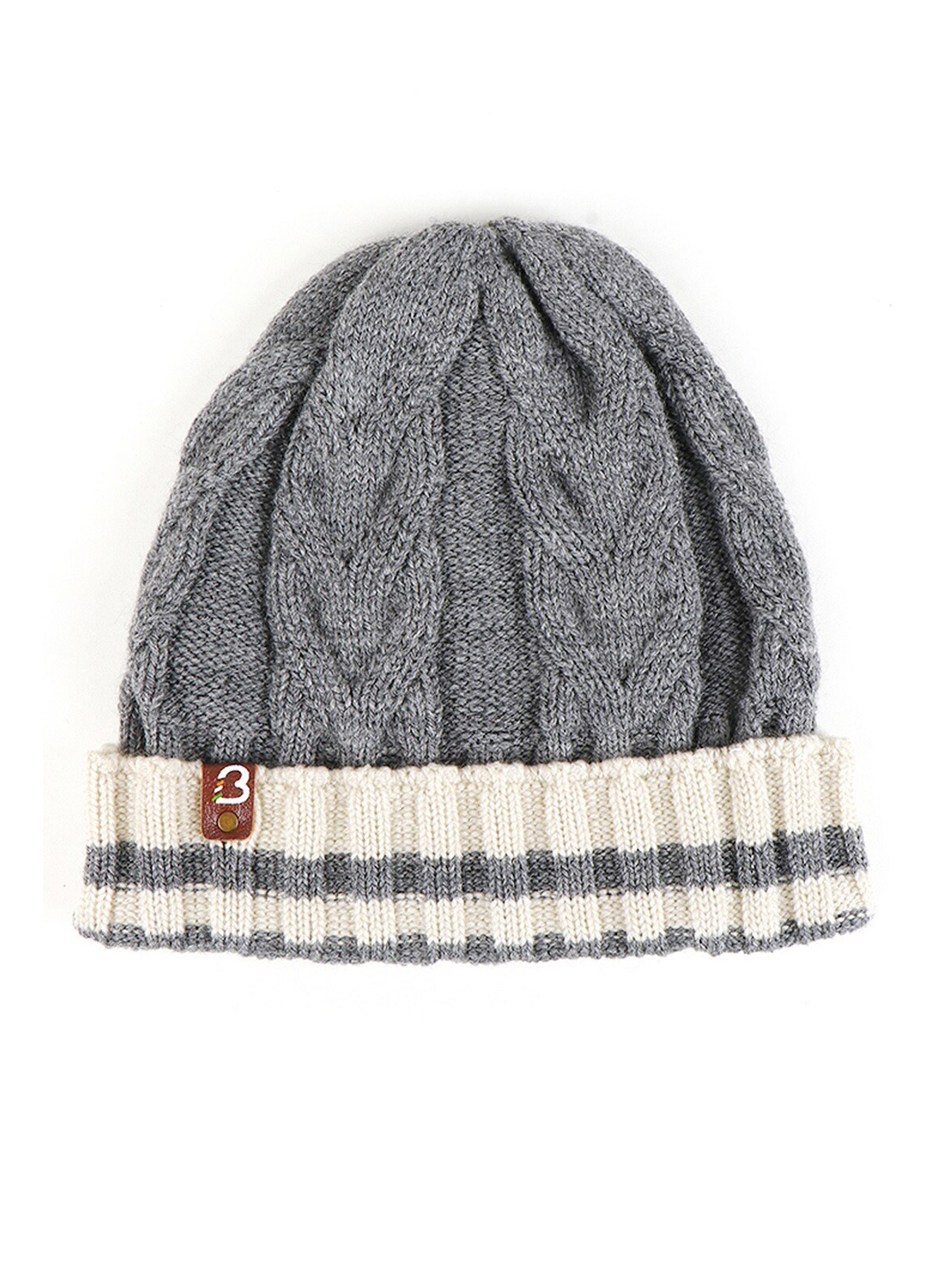 

Bharatasya Kids Grey & Off White Acrylic Beanie