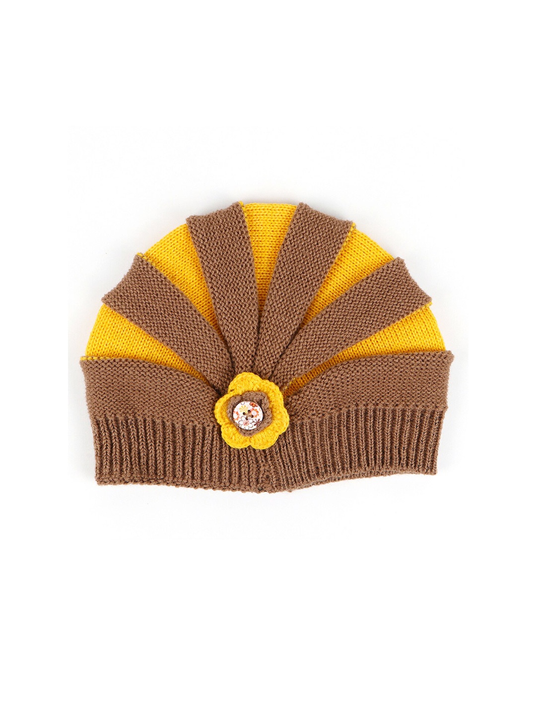 

Bharatasya Kids Brown & Yellow Colourblocked Acrylic Beanie