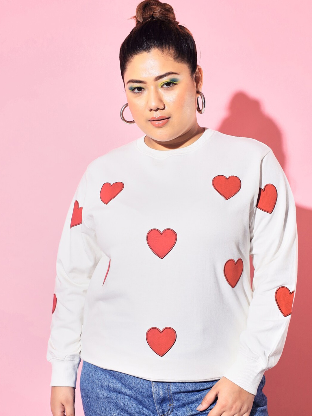 

BEYOUND SIZE - THE DRY STATE Women Plus Size White Printed Sweatshirt