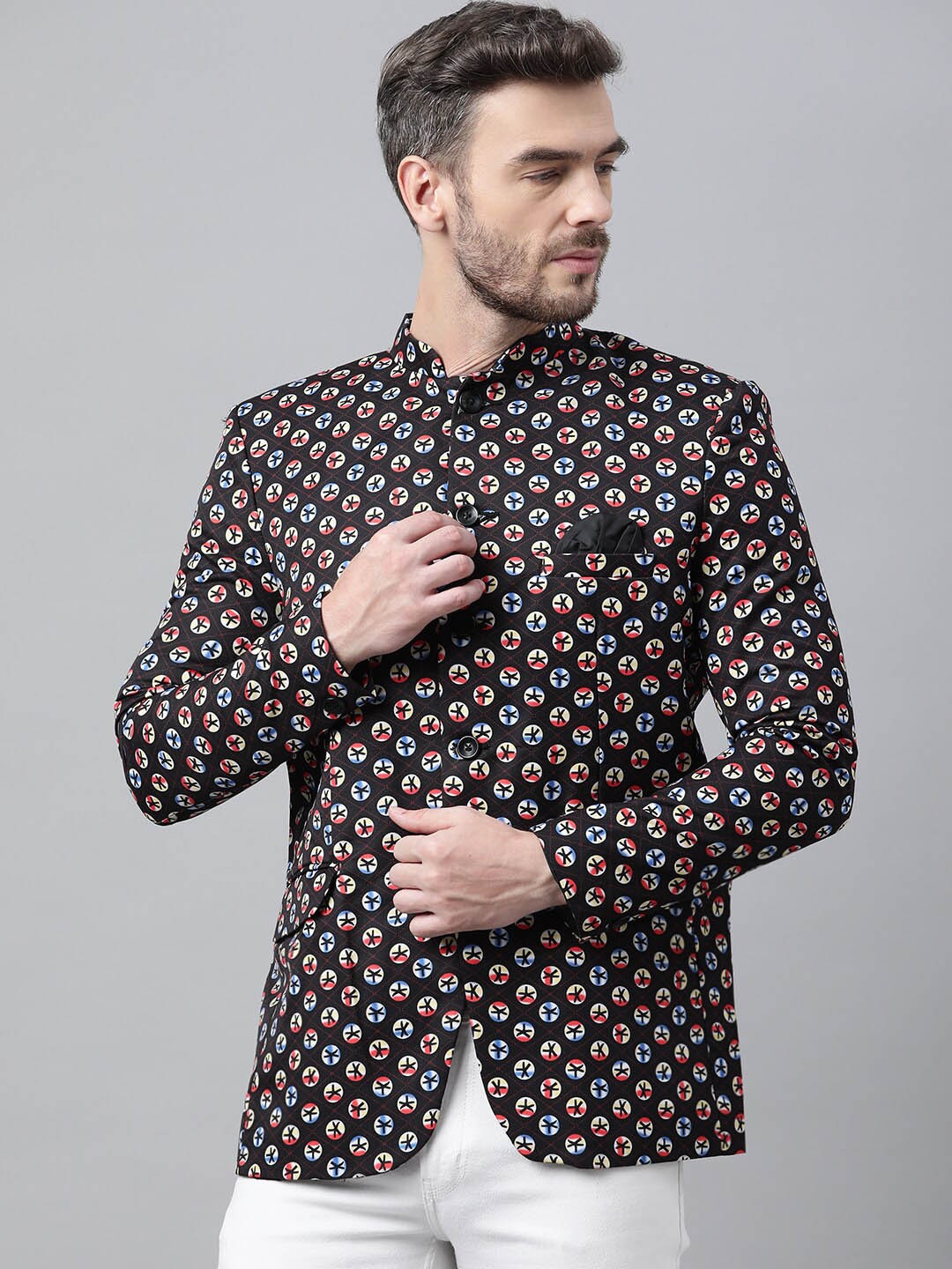 

Hangup Men Black & Blue Printed Blazers