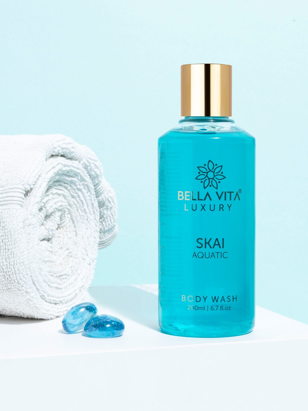 

Bella Vita Organic SKAI Aquatic Body Wash Shower Gel with Aloe Vera & Jasmine - 200ml, Blue