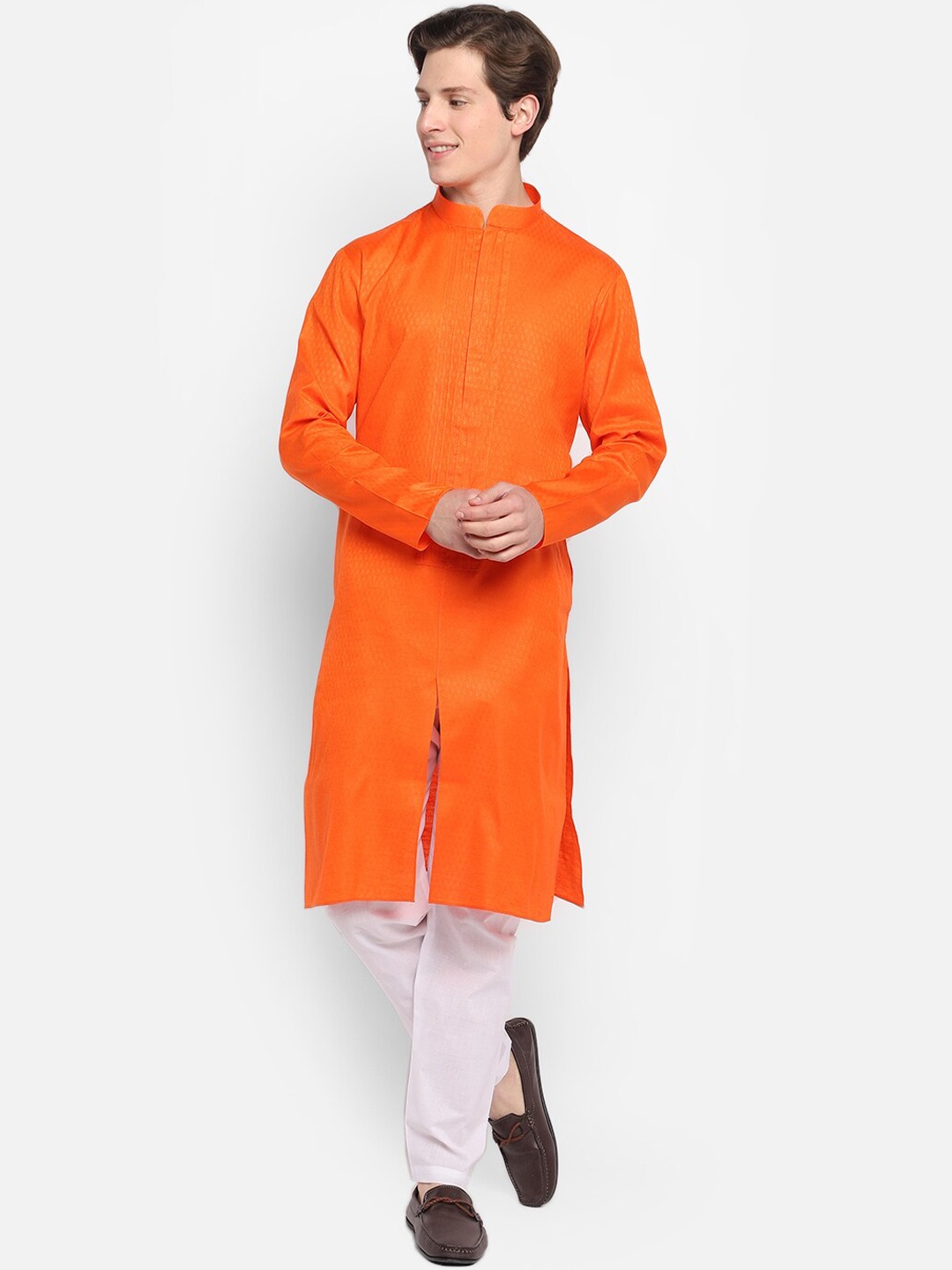 

DEVOILER Men Orange Kurta