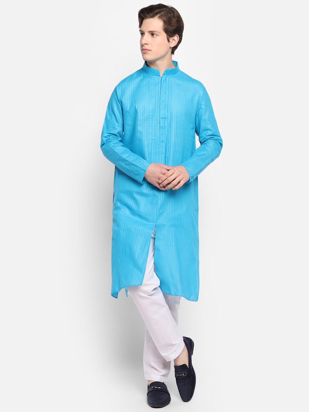 

DEVOILER Men Blue Solid Kurta