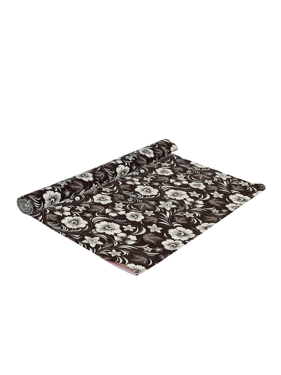 

Kuber Industries Brown & White Floral Printed Shelf Liner