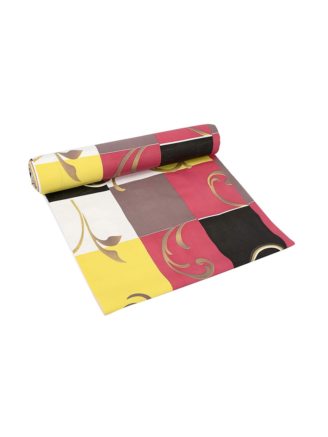 

Kuber Industries Yellow & Red Geometric Printed Shelf Liner
