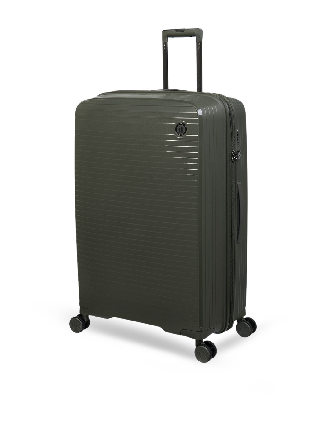 

IT luggage Olive Black Textured Hard-Sided Large Trolley Suitcase