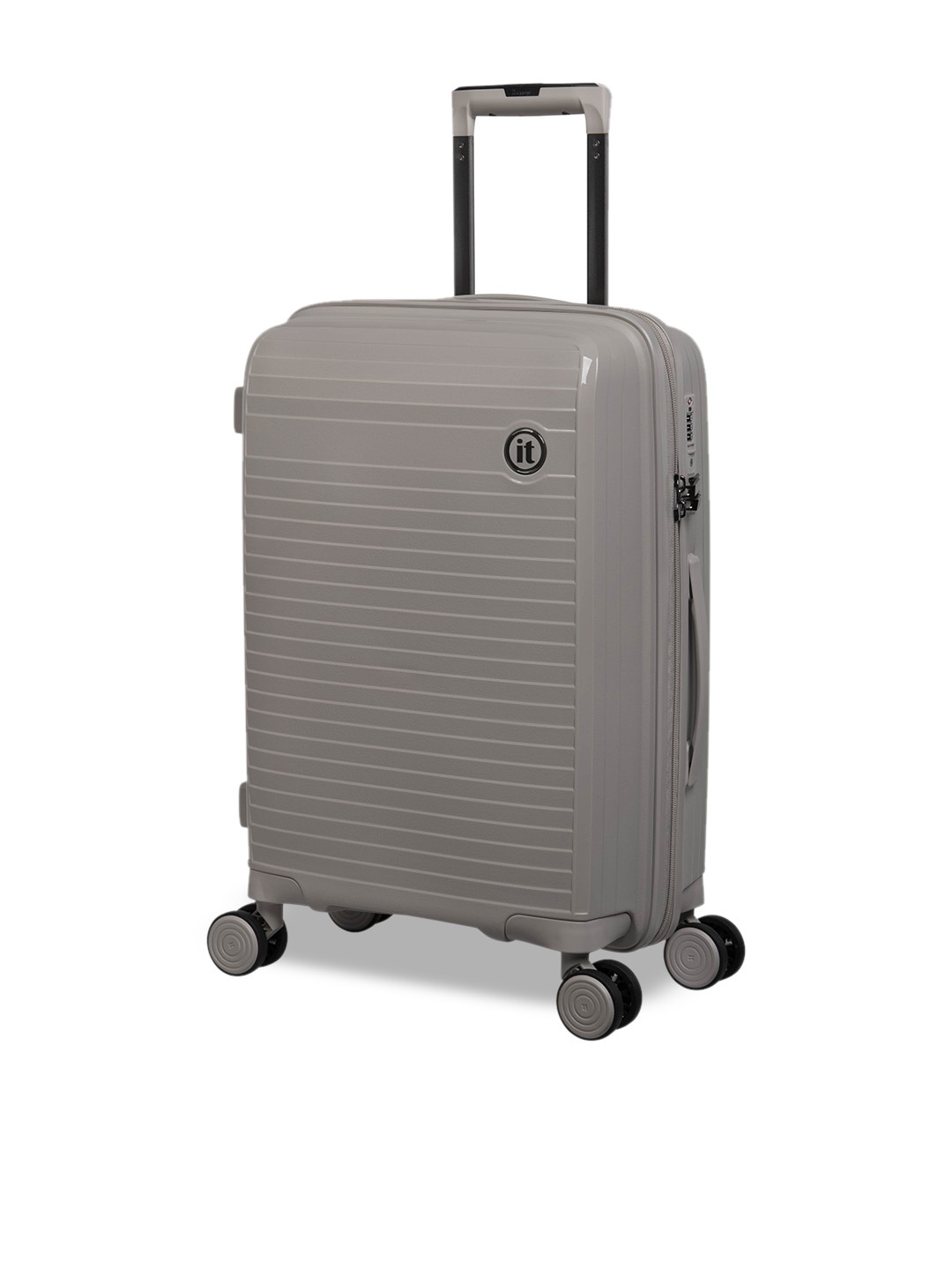 

IT luggage Beige Textured Hard-Sided Cabin Trolley Suitcase