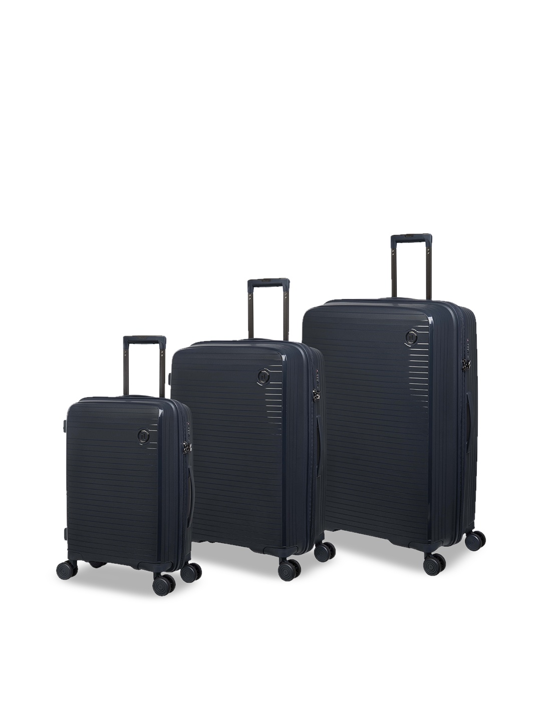 

IT luggage Set of 3 Navy Blue Textured Hard-Sided Small Trolley Suitcase