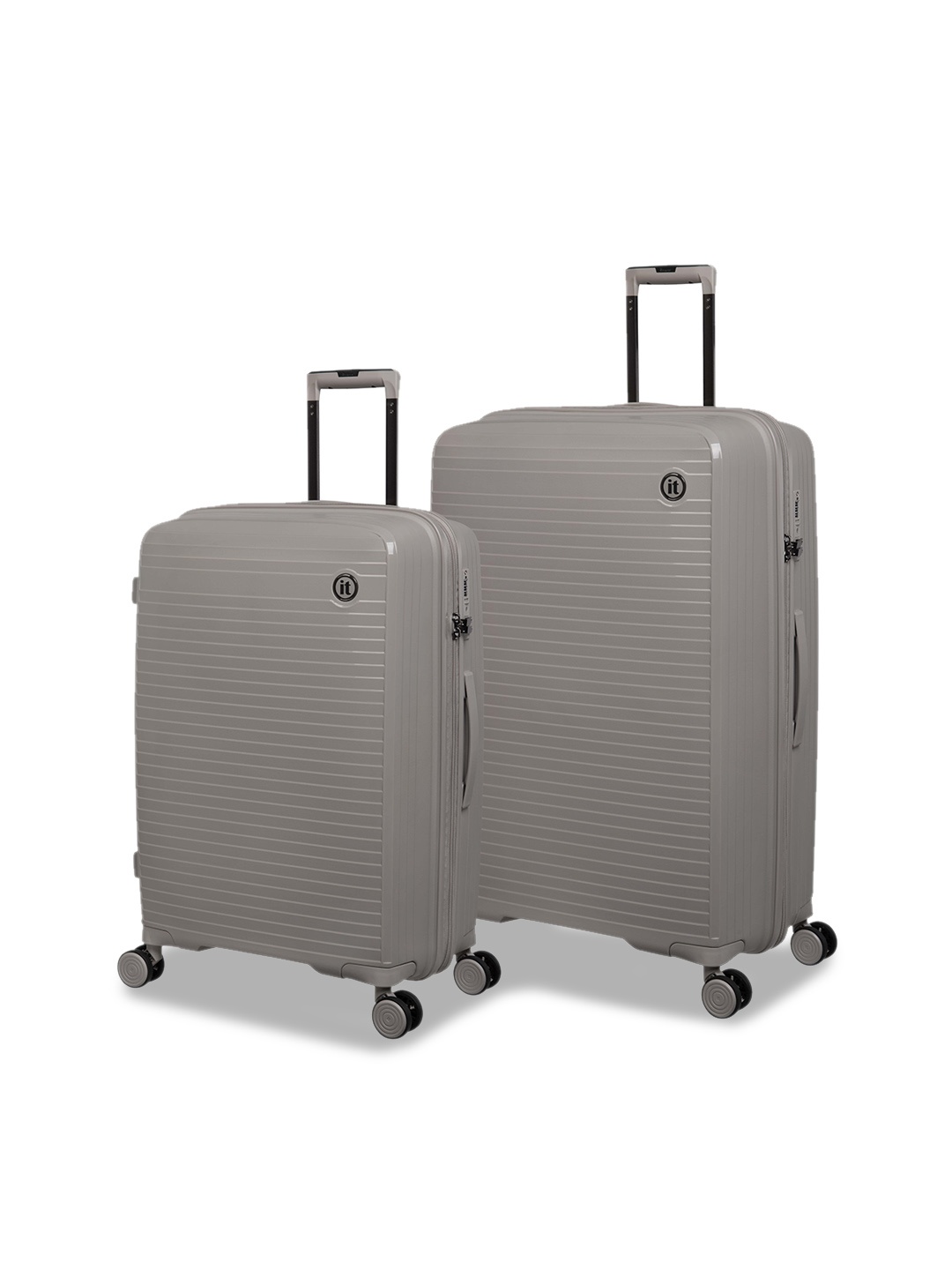 

IT luggage Set Of 2 Grey Textured Hard-Sided Trolley Suitcases