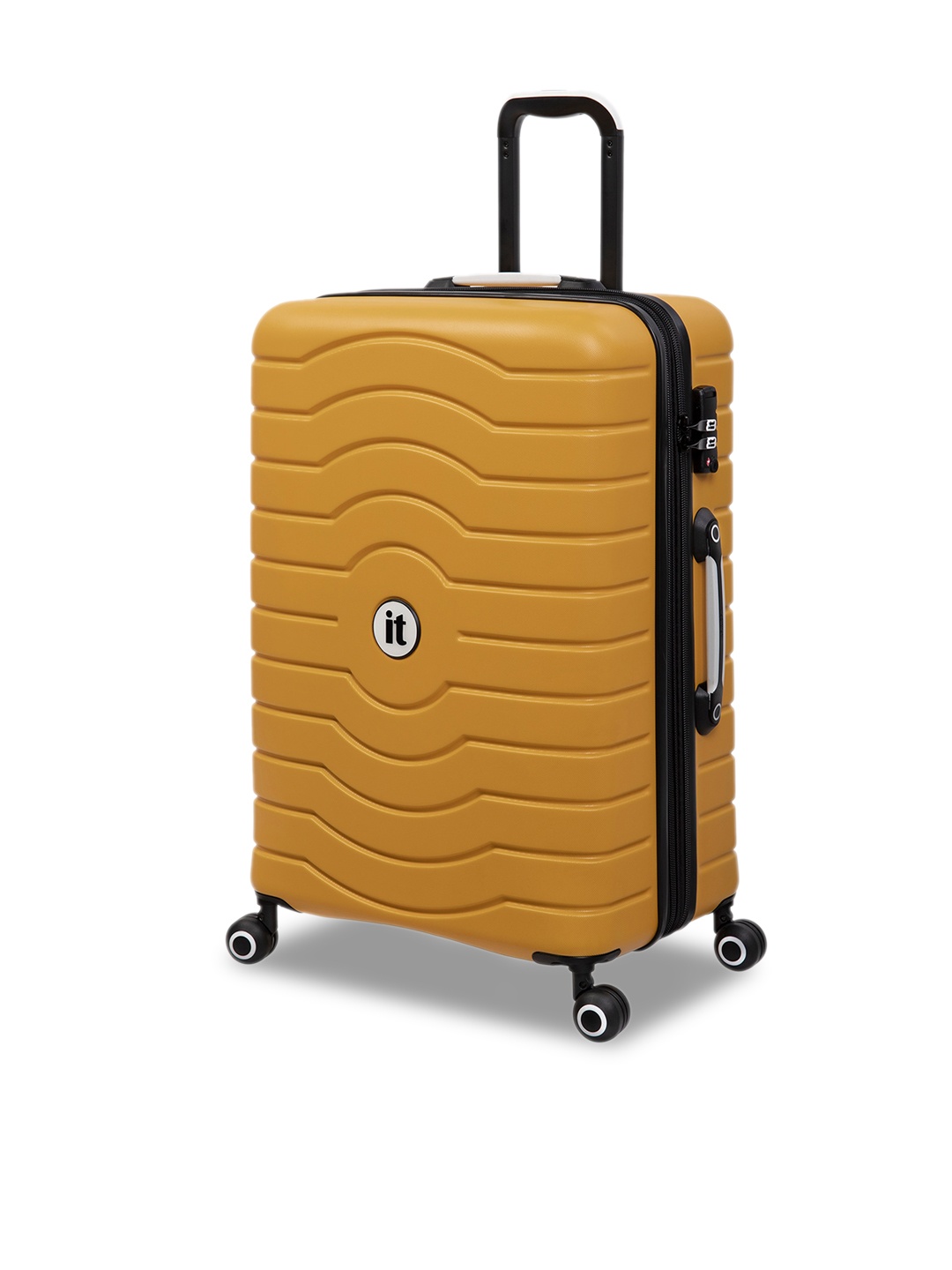 

IT luggage Yellow Textured Hard-Sided Medium Trolley Bag