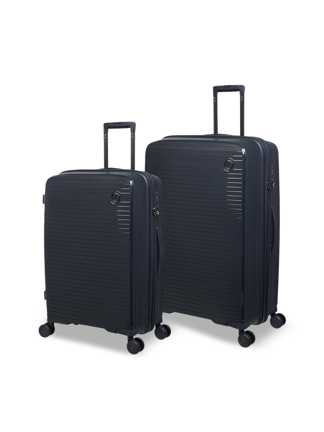 

IT luggage Set of 2 Navy Blue Textured Hard-Sided Small Trolley Suitcase