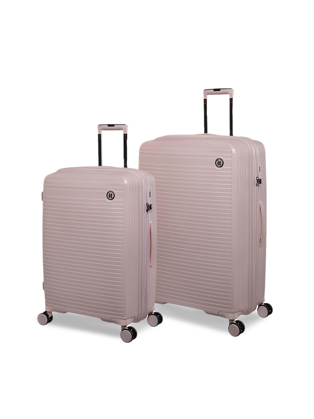 

IT luggage Set Of 2 Pink Textured Hard-Sided Trolley Suitcases