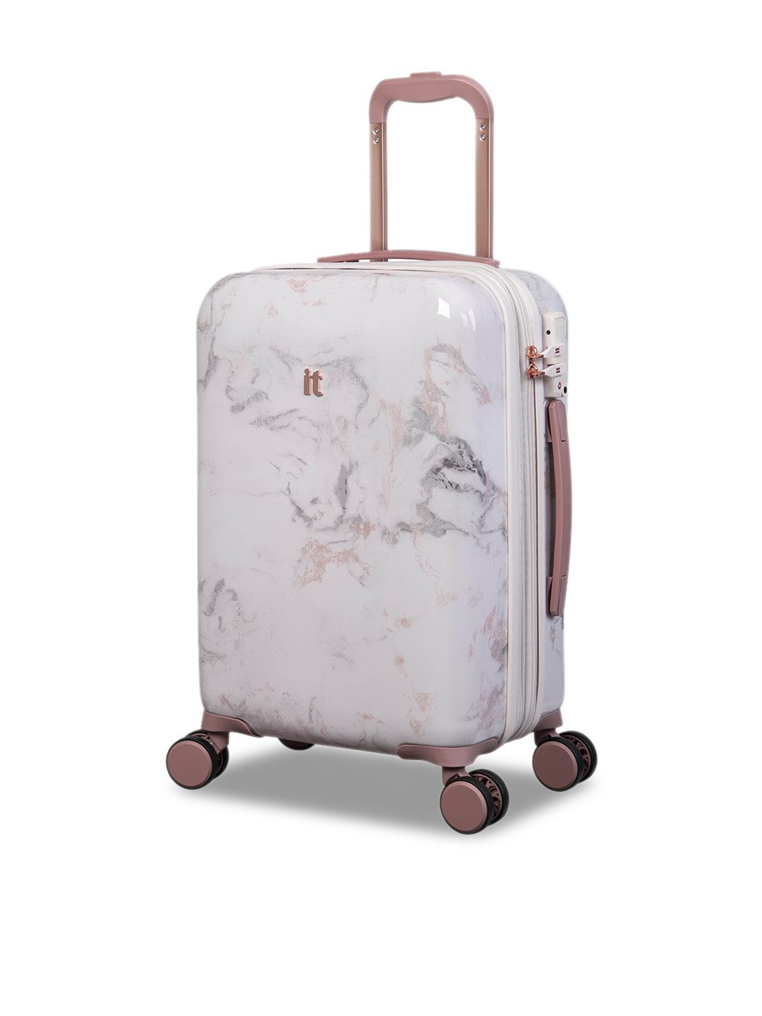 

IT luggage Off White & Brown Printed Hard-Sided Cabin Trolley Suitcase