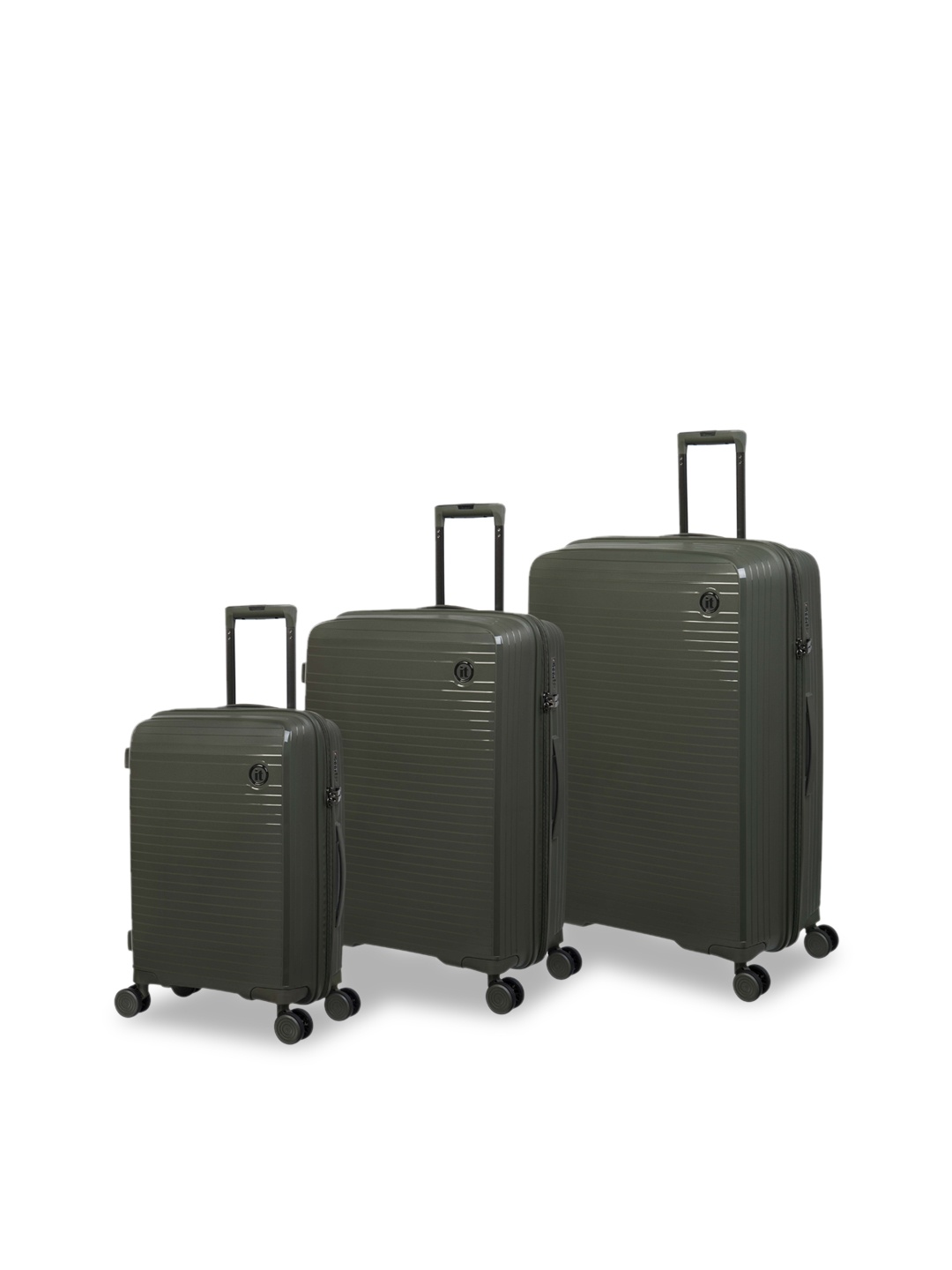 

IT luggage Olive-Coloured Set of 3 Textured Hard-Sided Trolley Bag