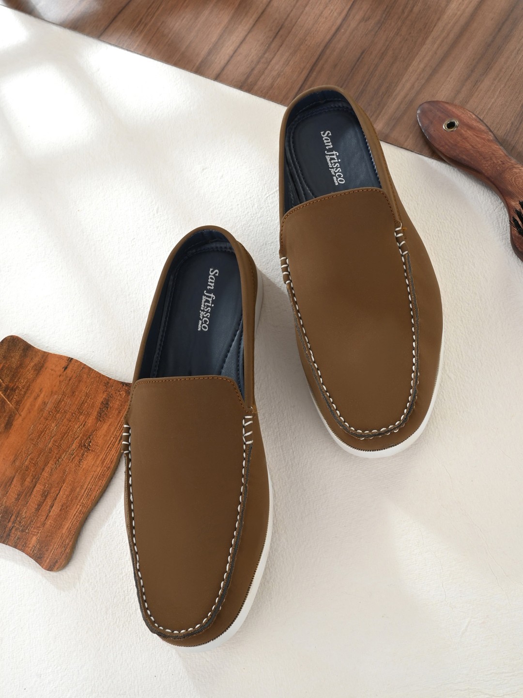 

San Frissco Men Tan Slip-On Lightweight Sneakers