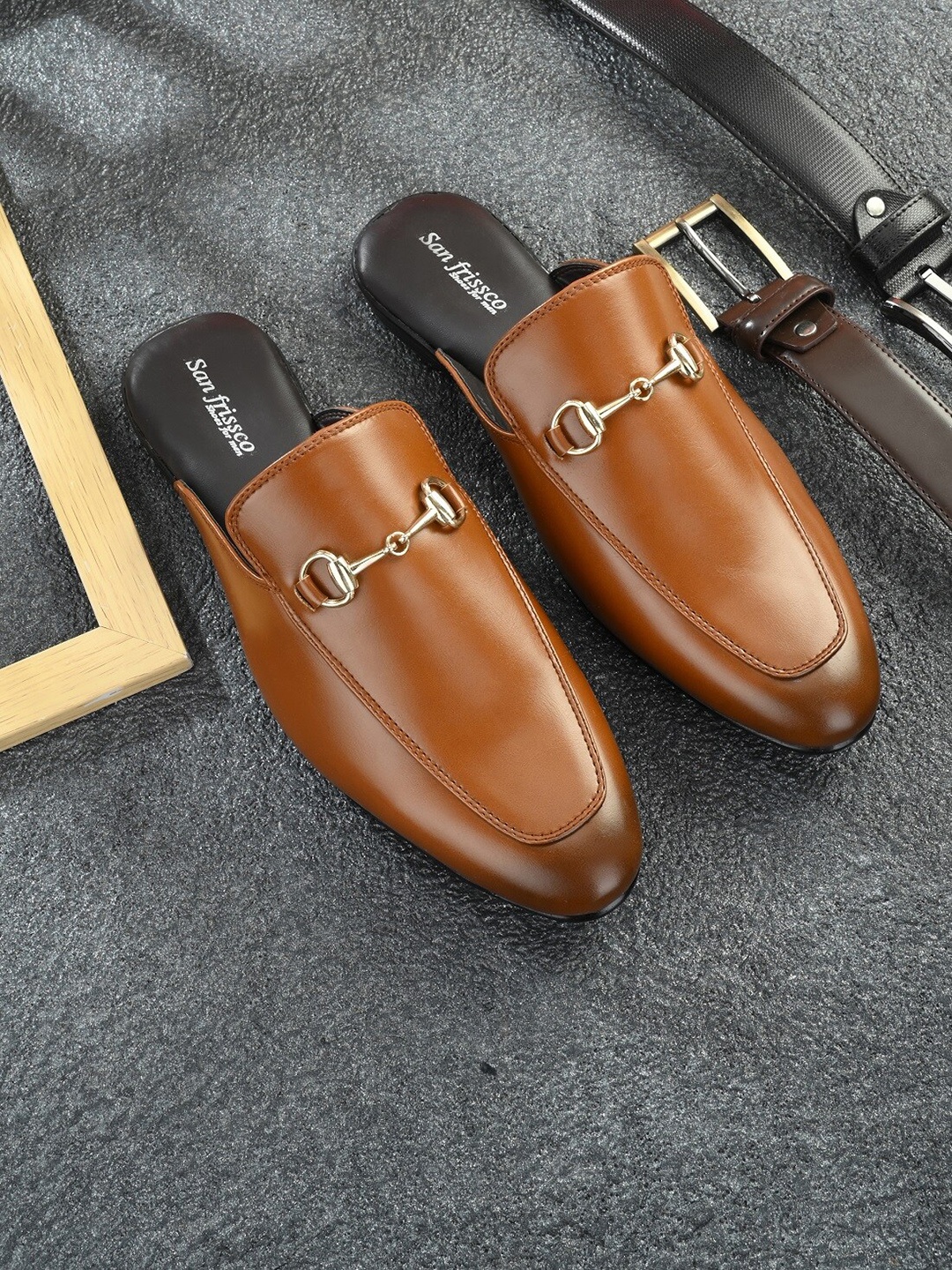 

San Frissco Men Tan Slip-On Casual Mules