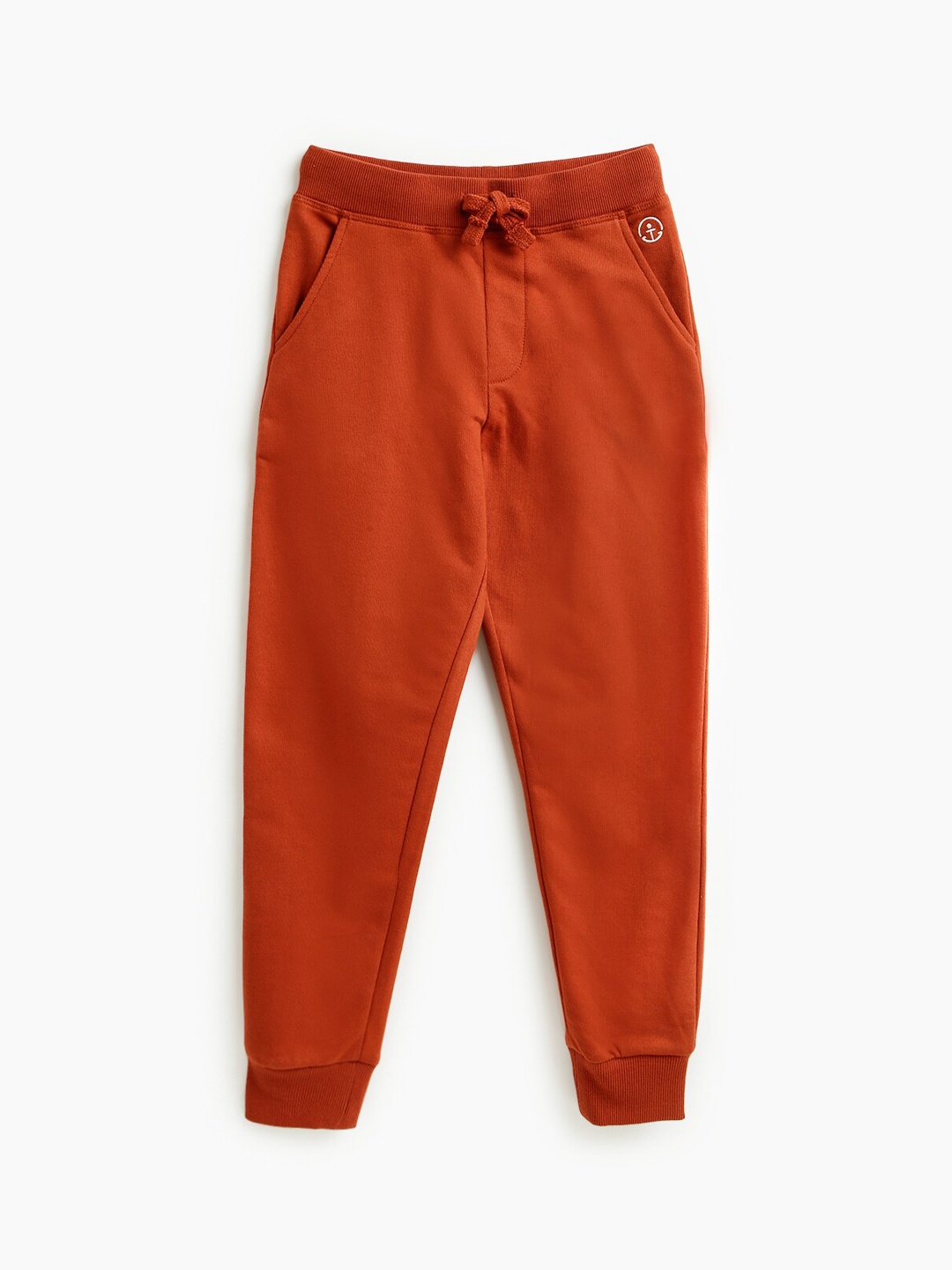 

Campana Boys Red Solid Cotton Joggers, Rust