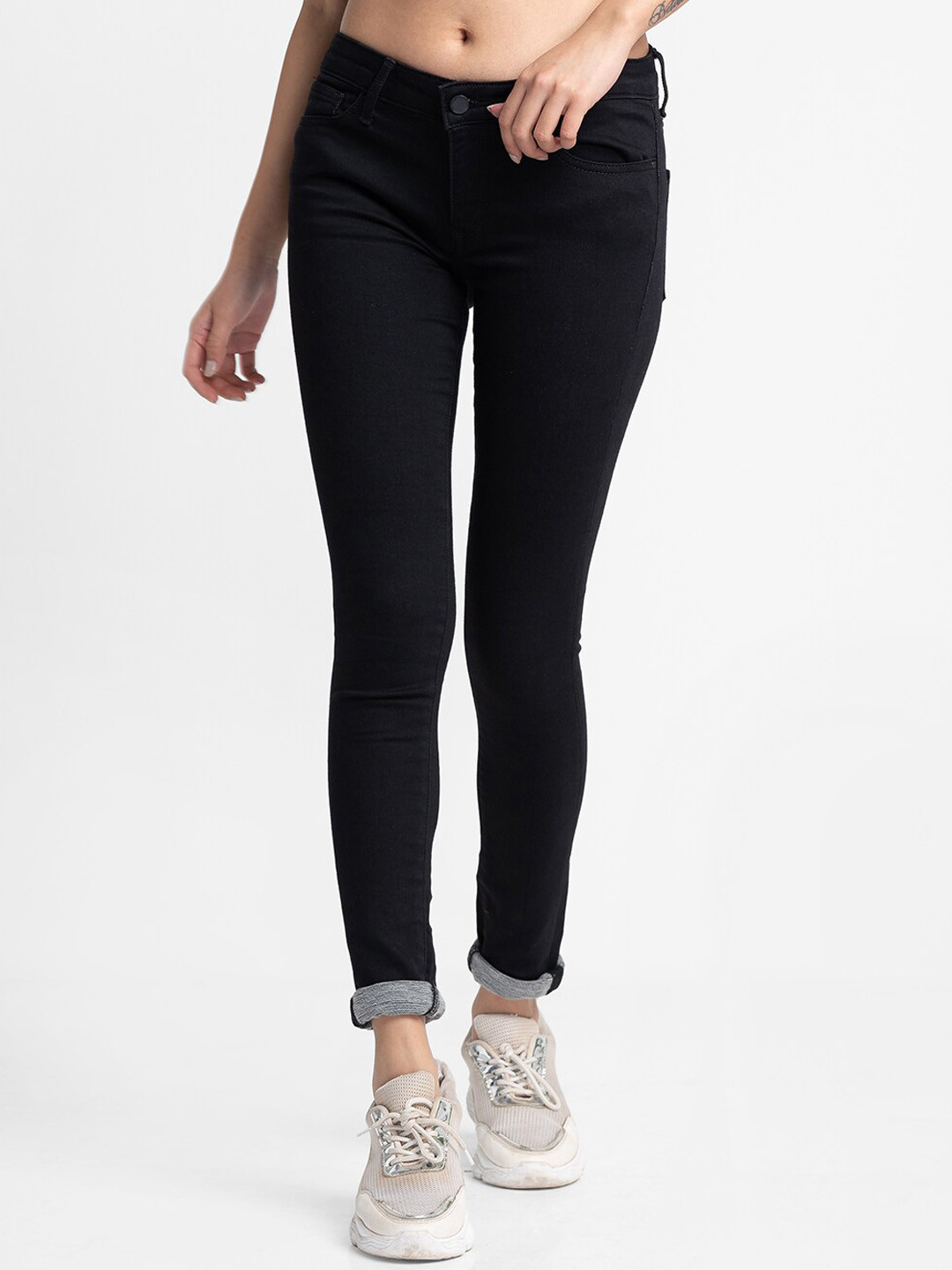 

SPYKAR Women Black Slim Fit Low-Rise Jeans