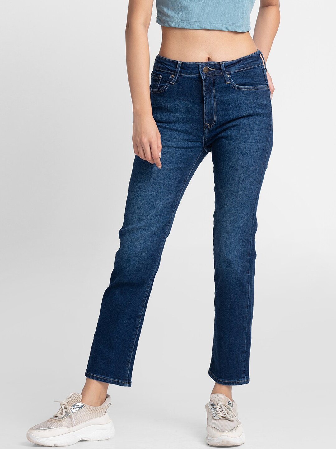 

SPYKAR Women Blue Straight Fit Light Fade Jeans