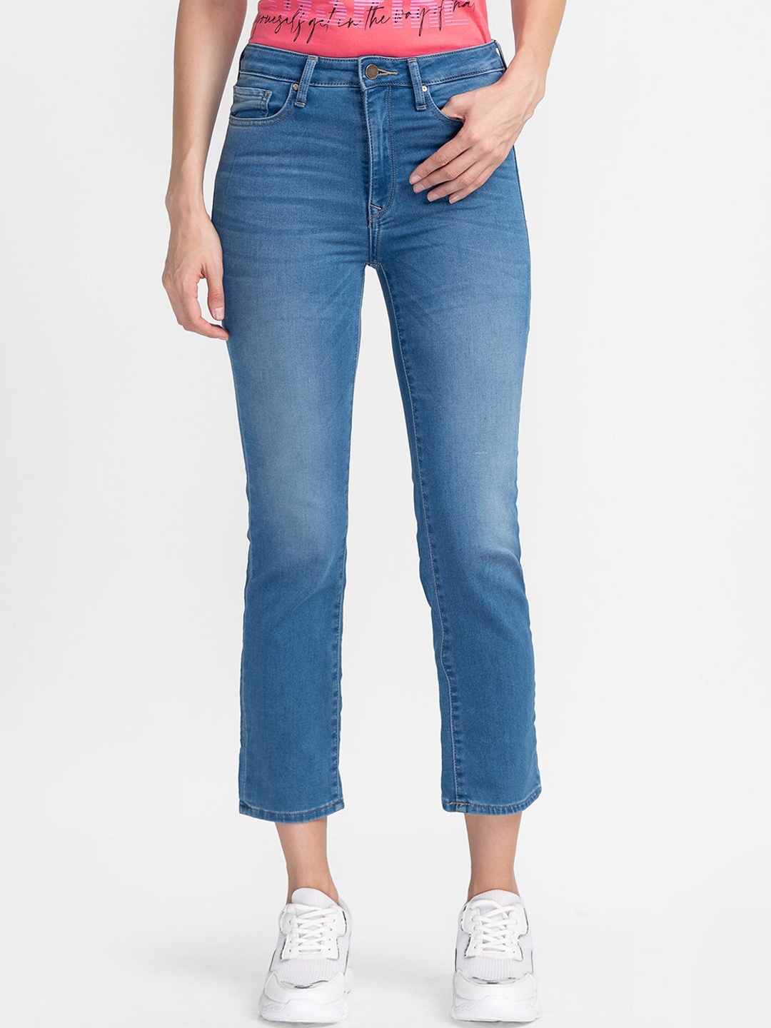 

SPYKAR Women Blue Straight Fit Light Fade Jeans