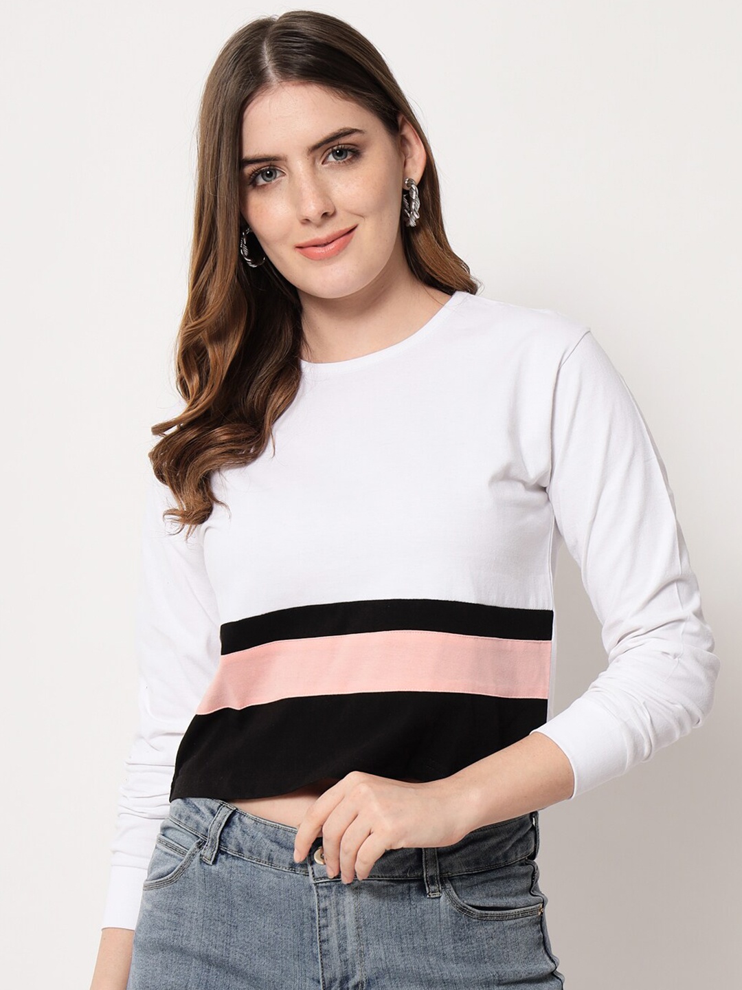 

Viral trend Women Multicoloured Striped T-shirt, Multi