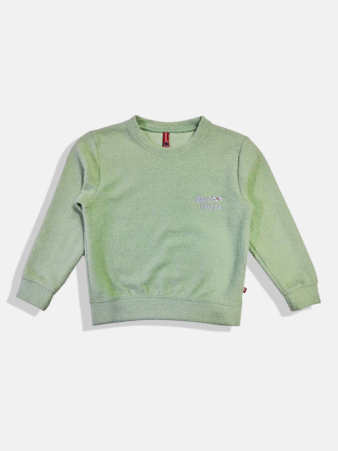 

GAME BEGINS Girls Premium Cotton Shimmery Sweatshirt, Green