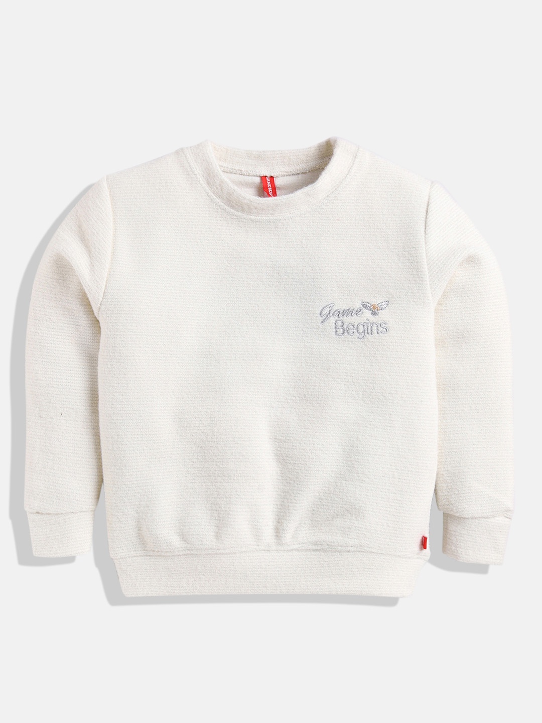 

GAME BEGINS Girls Premium Cotton Shimmery Sweatshirt, White