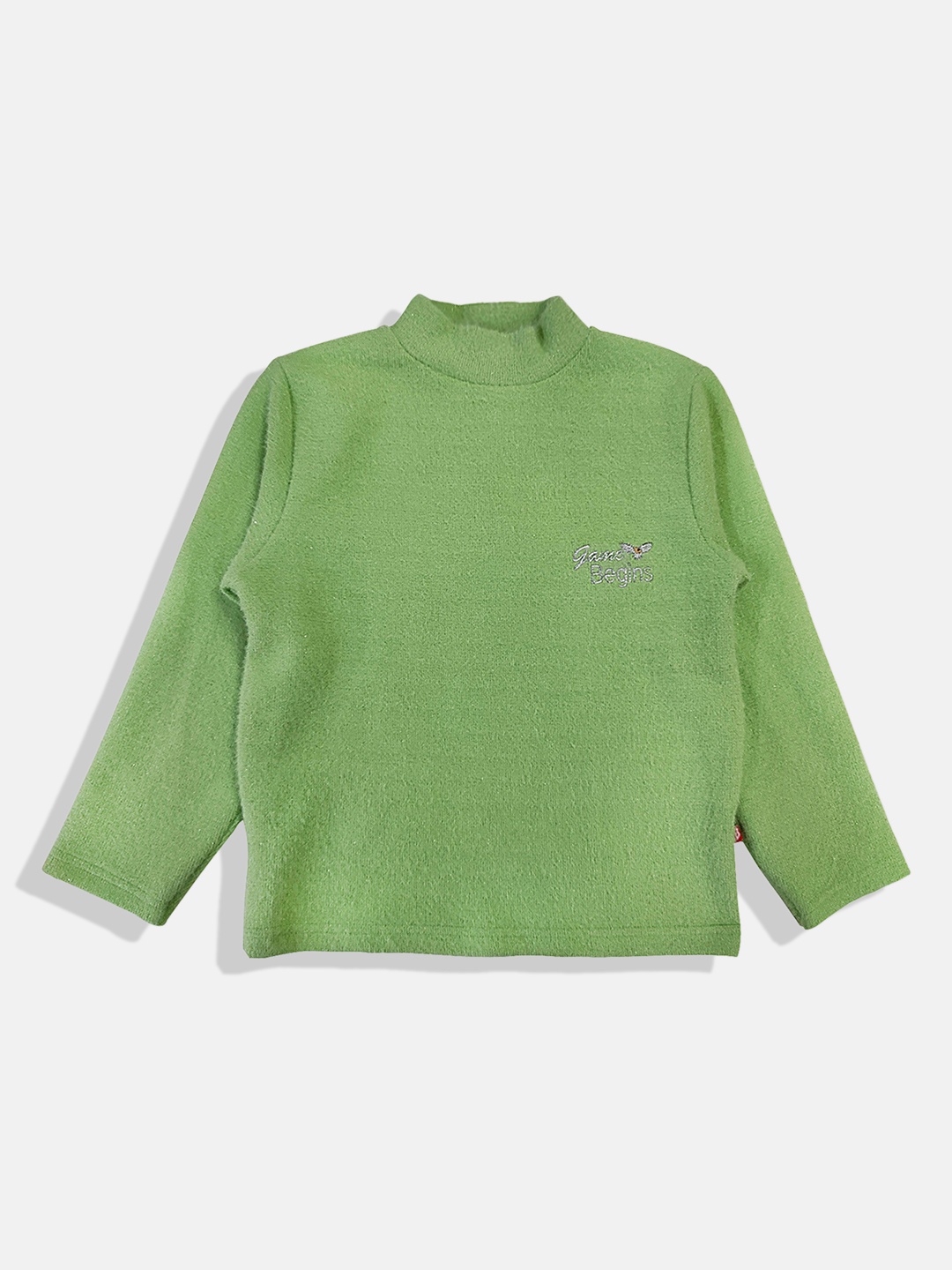 

GAME BEGINS Girls Premium Cotton High Neck Sweatshirt, Green
