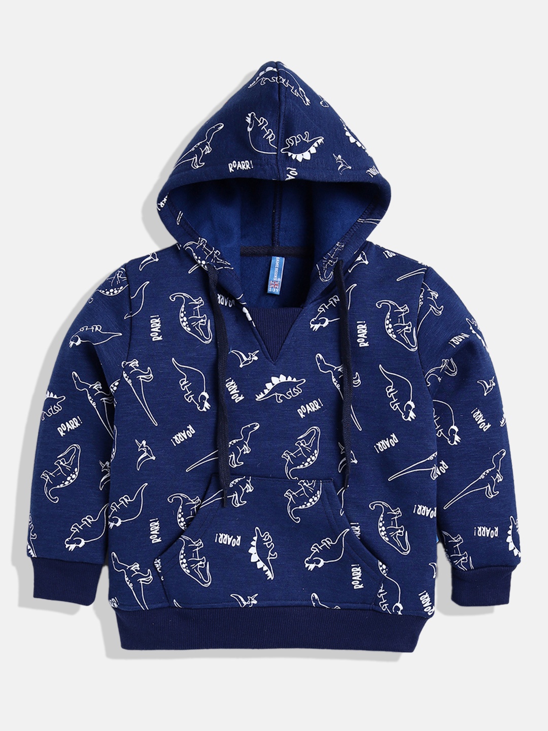 

GAME BEGINS Boys Premium Cotton Conversational Printed Hooded Sweatshirt, Navy blue