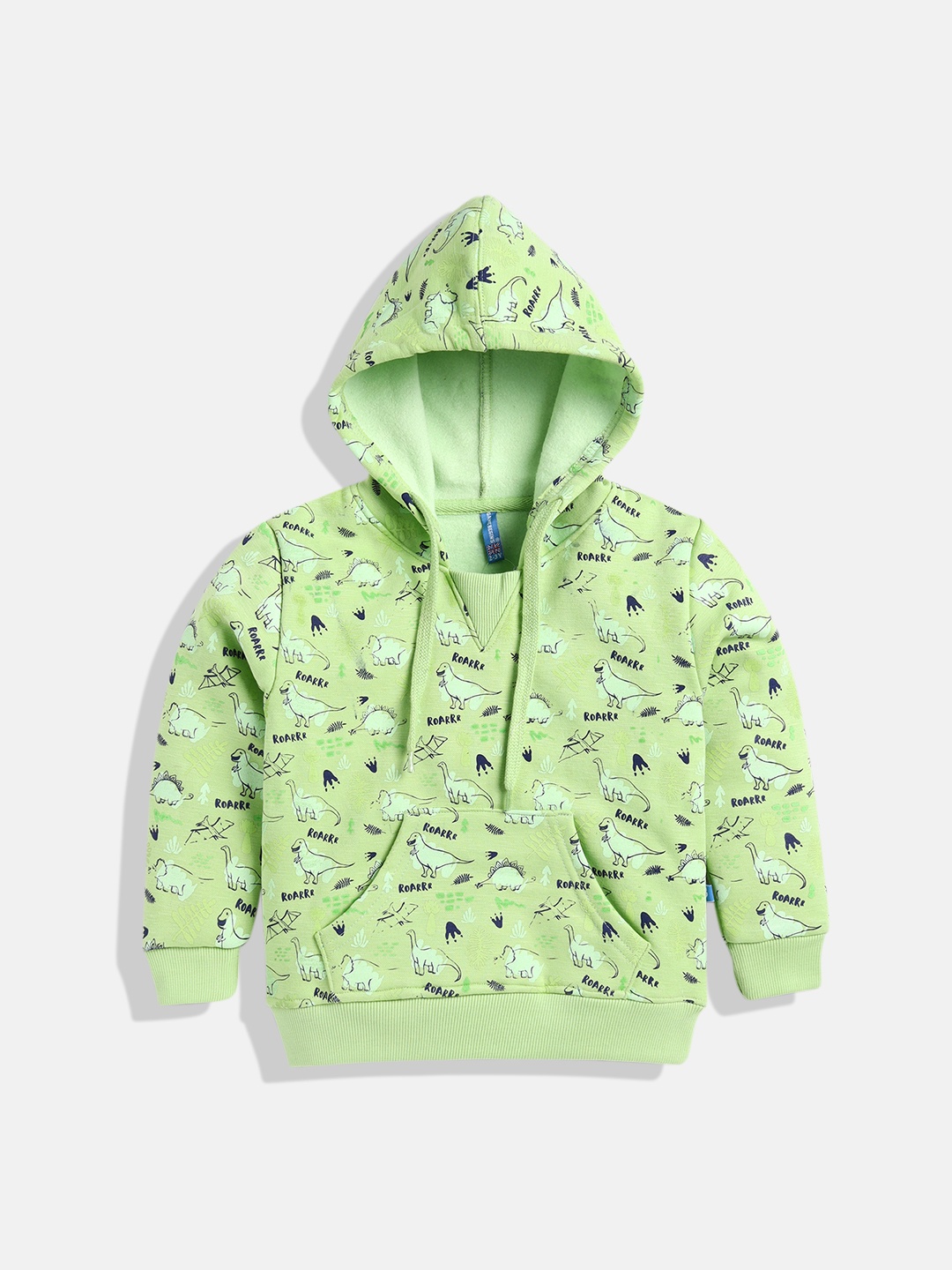 

GAME BEGINS Boys Premium Cotton Conversational Printed Hooded Sweatshirt, Lime green