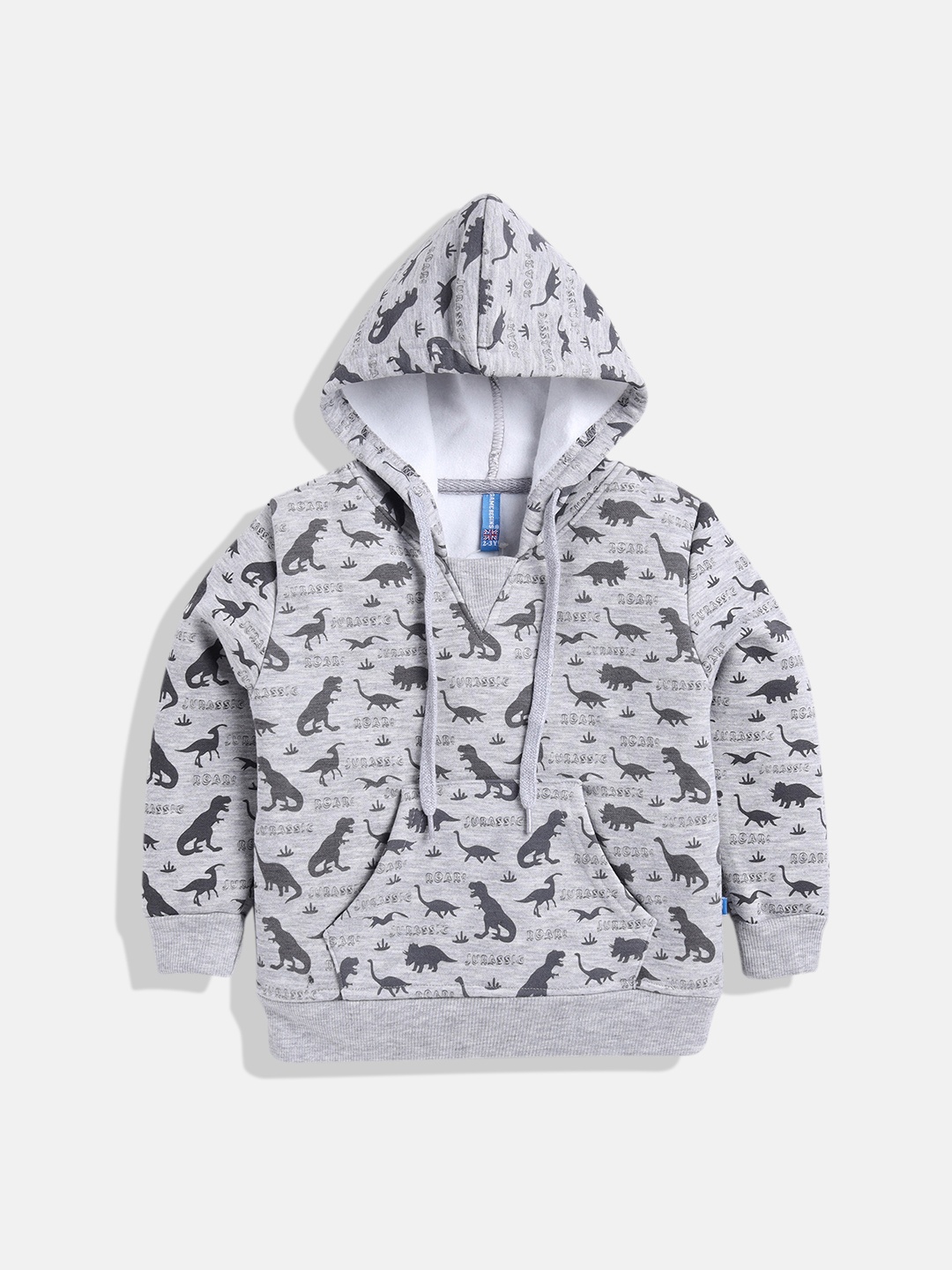 

GAME BEGINS Boys Premium Cotton Conversational Printed Hooded Sweatshirt, Grey